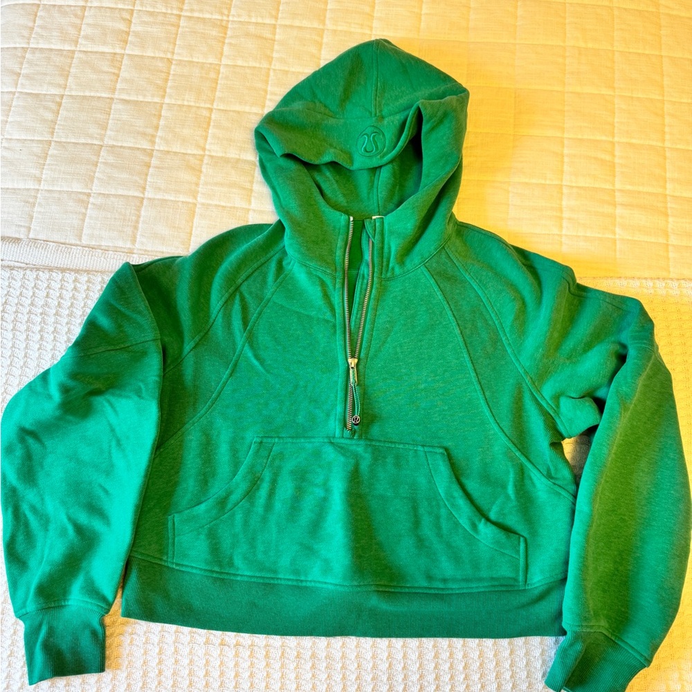 lululemon athletica Green Cropped Hoodie with Half-Zip